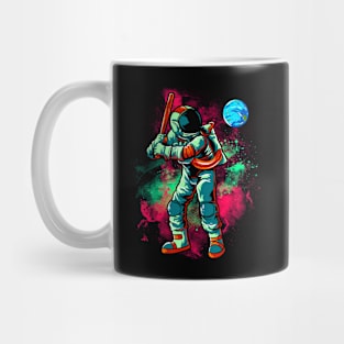 Astronaut Baseball Batting Earth In Outer Space Mug